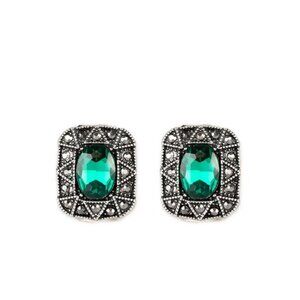 Paparazzi Silver Young Money Green Post Earrings